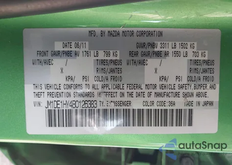 2011 Mazda Mazda2 Sport z USA, uszkodzony, nr VIN JM1DE1HY4B0126383